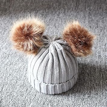 baby faux fur pom pom hat