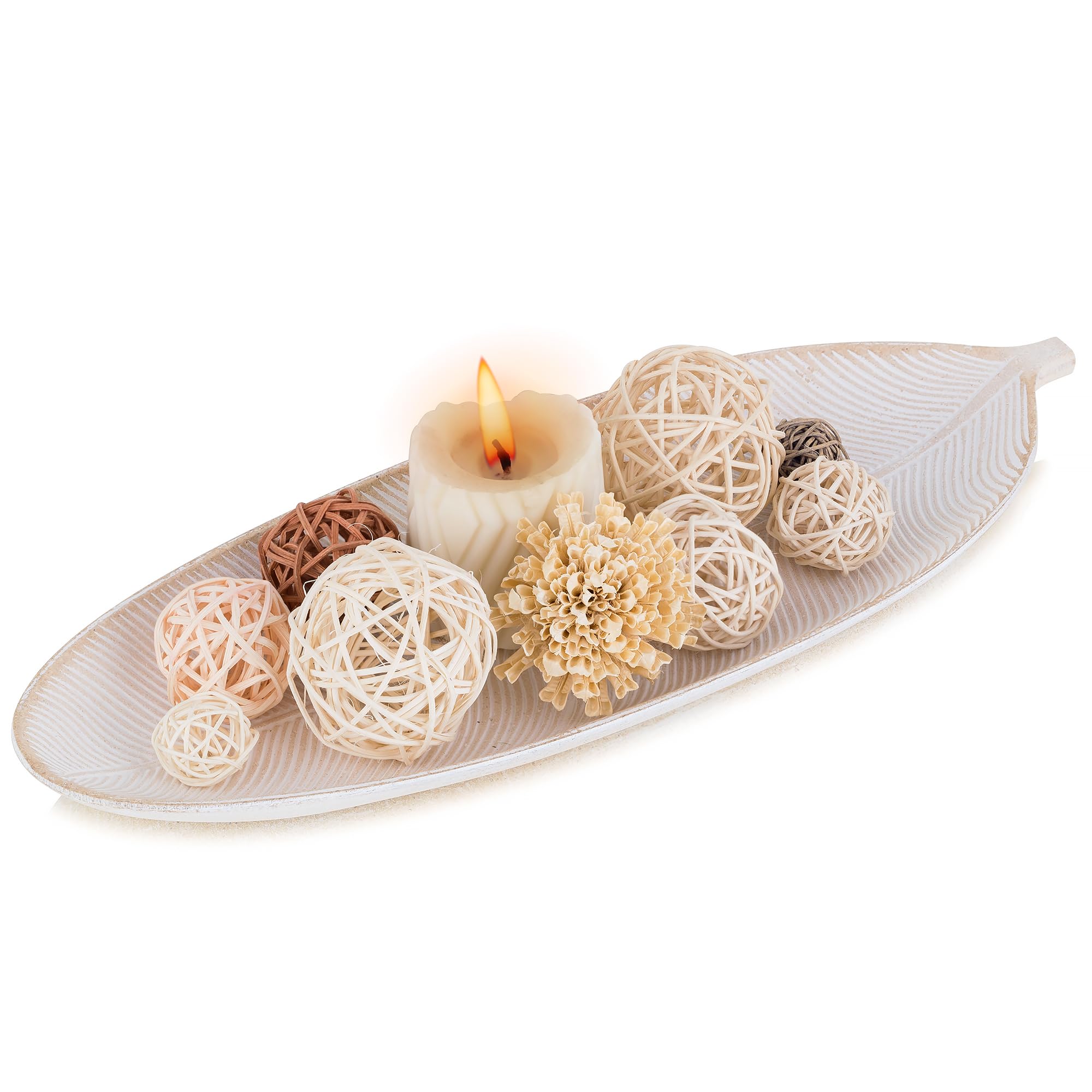Hanobe Decorative Bowl Leaf Tray: Leaves Key Bowls Jewellery Dish Home Hallways Decor for Crystal Fillers Potpourri Candle Holder Wood
