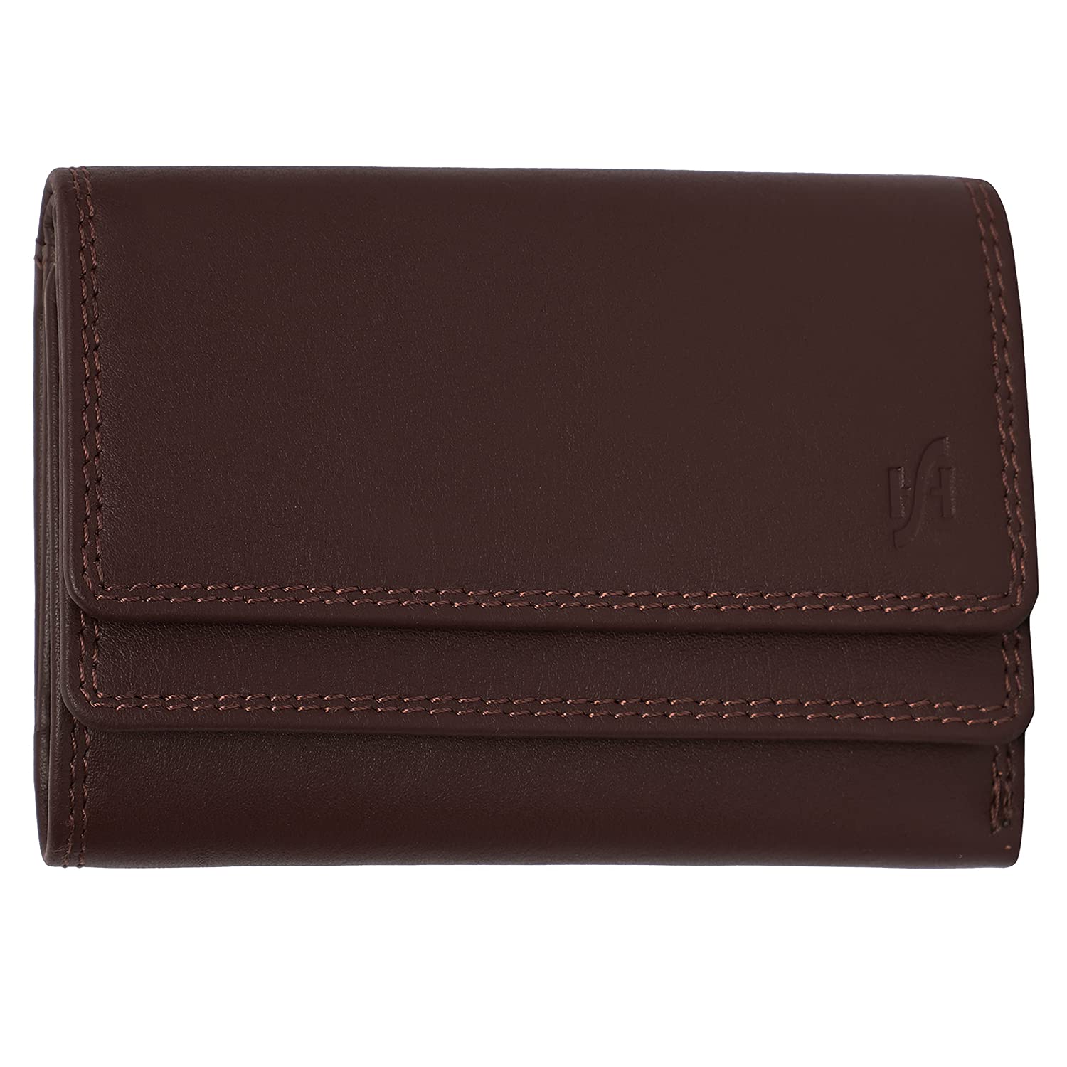 STARHIDE Women's RFID Small Leather Purse, Genuine Soft Leather Wallet with Coin & Key Pocket for Ladies, Credit Card Holder, ID Pocket Wallet #5545 (Brown)