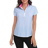 LRD Women's Golf Polo Shirt Short Sleeve Quarter Zip Mock Neck Tennis Shirt UPF 30 Sun Protection Quick Dry Performance Top