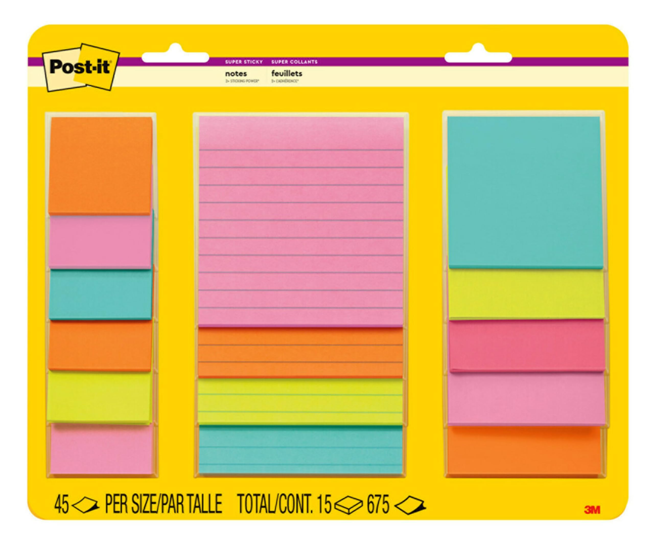 Post-it Super Sticky Notes 24 Pack - 3x3 Inch Energy Boost Colors For Office & School