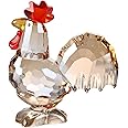 Crystal Rooster Animal Collectible Cute Figurine Ornament Gifts Home Decor (Gold)