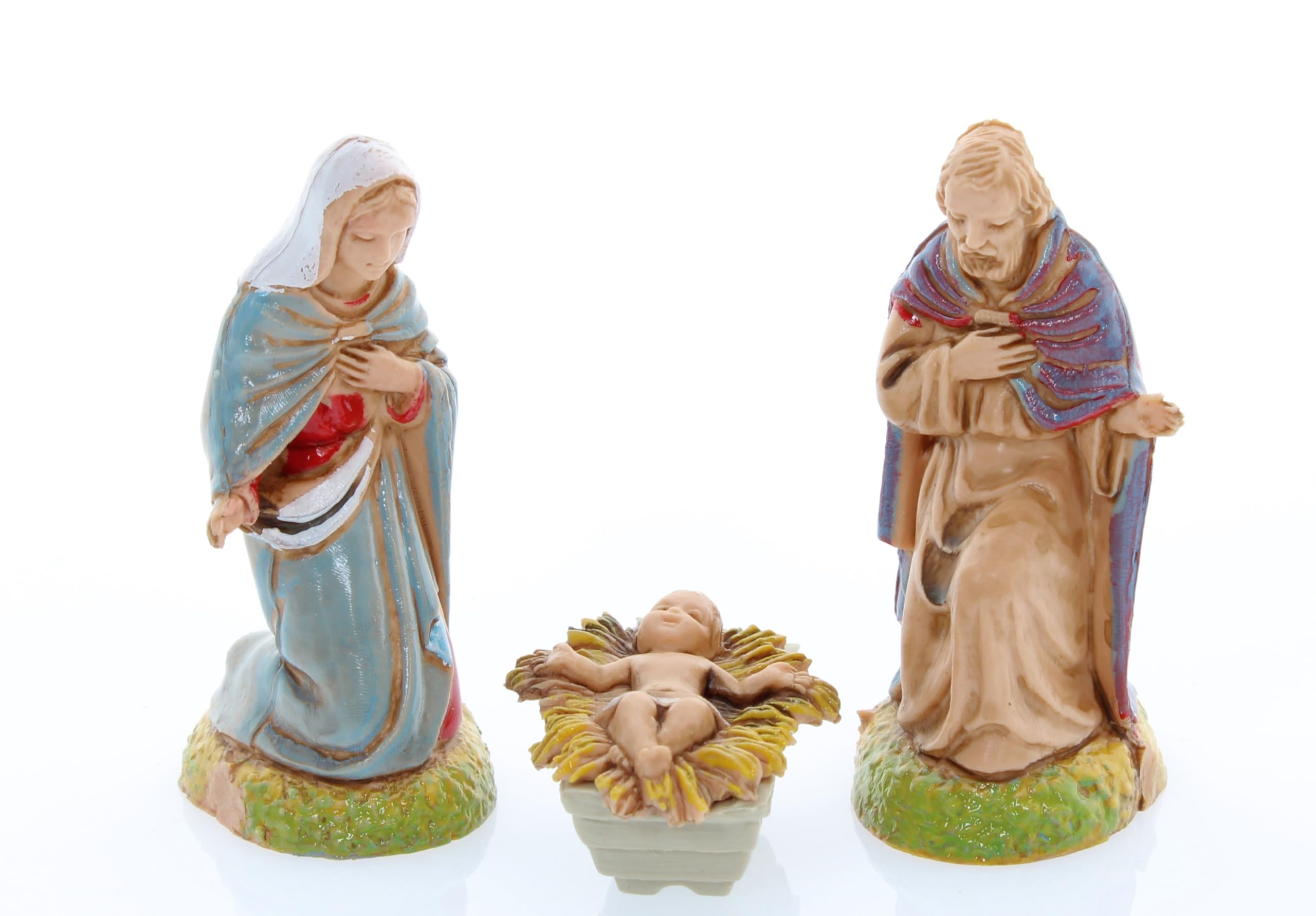 Moranduzzo Nativity 3 Subjects Suitable for 2.36 inch Crib Scale 1:32 – MINI 6 – Unbreakable Figurine, 1700s Style, Hand-Painted, Sculptor M. Landi, Made in Italy