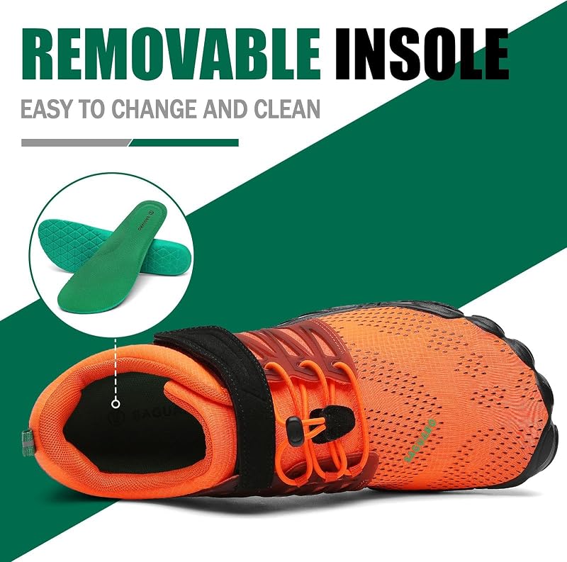 Zapatillas Barefoot Hombre Mujer Zapatillas Minimalistas Zapatos Barefoot Calzado Minimalistas Zapatillas de Trail Running Barefoot Shoes para Zero Drop Suela Naranja,Gr.42