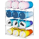 Yieach 4 Tier Stackable Water Bottle Organizer for Kitchen Cabinets,Countertop,Large Compartment Wine Rack and Water Bottle Holder for 40 oz Yeti,Stanley Cup,Waterbottle and Other Tumbler Organizer