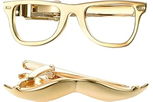 Yoursfs Unique Eyeglass Mustache Pen Tie Clips for Men Gold Silver Black Novelty Cool Tie Clip Bar Pins Men's Fashion Jewelry