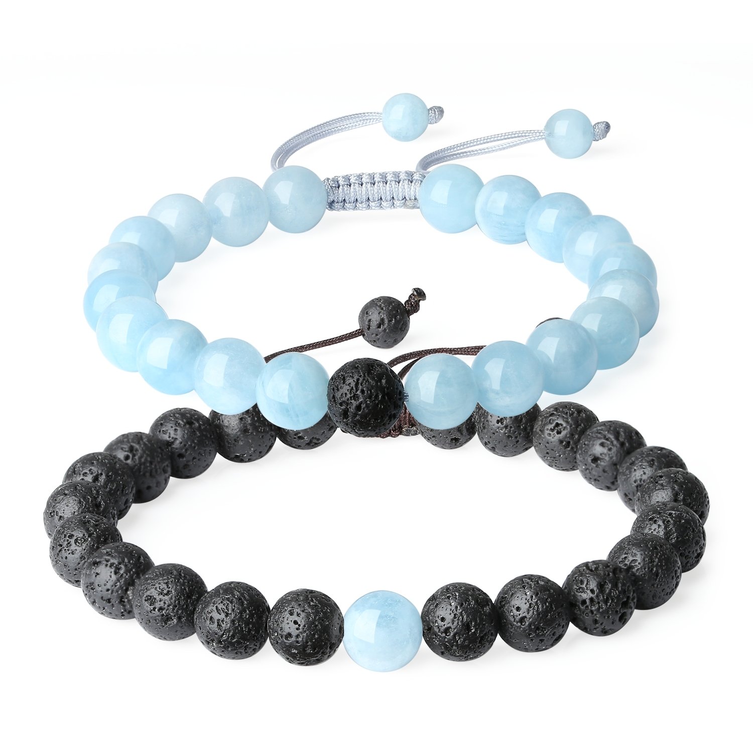 COAI Aquamarine Lava Stones Crystals Long Distance Relationship Bracelets — image 1