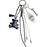 QTKJ Bear Bag Charm, Cute Keychain, Hand-Woven Nylon Rope Keychain, Bag Accessories Charms for Handbag Backpack