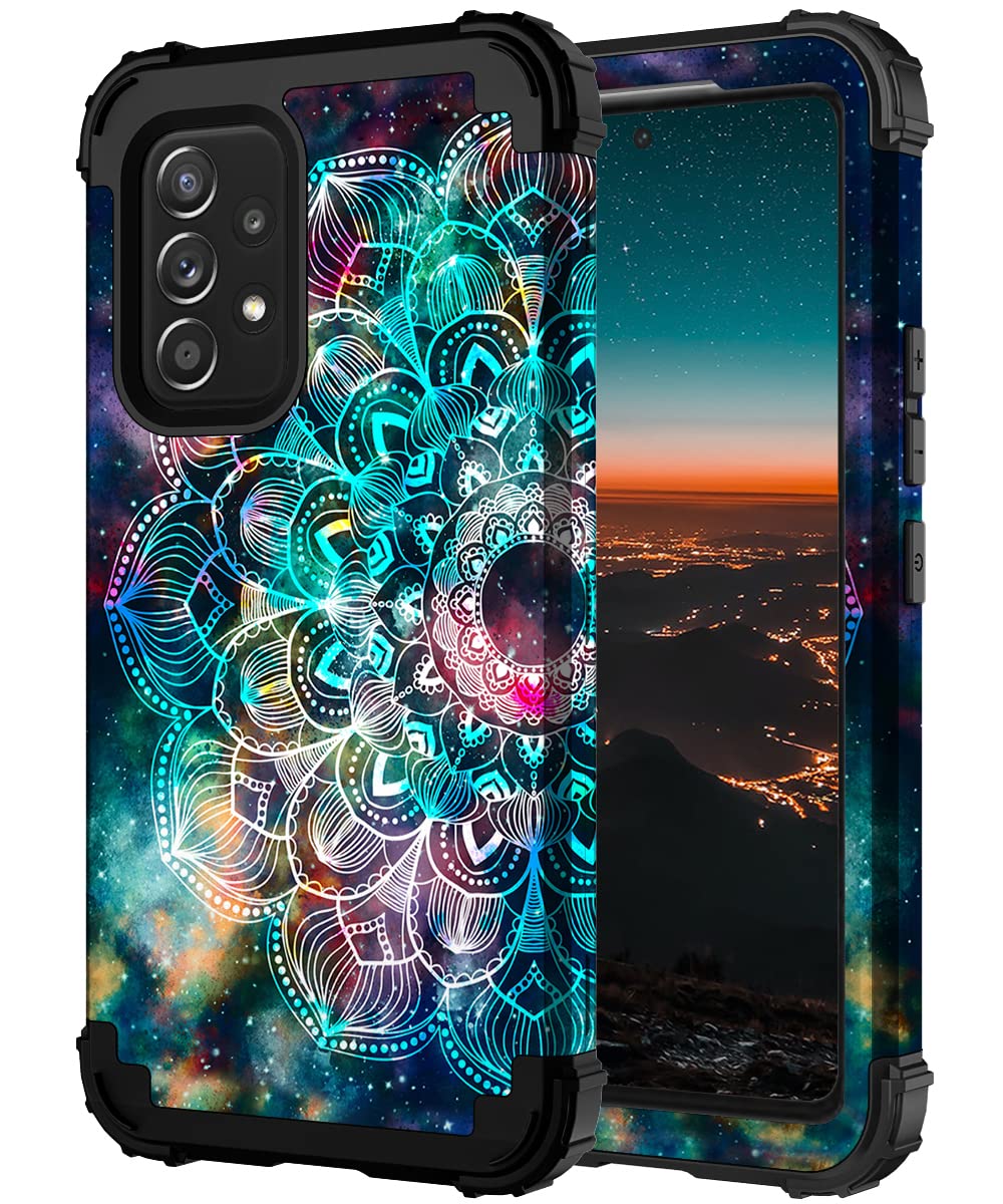 Hocase for Galaxy A53 5G Case, Heavy Duty Shockproof Protection Hard Plastic+Soft Silicone Rubber Bumper Hybrid Protective Case for Samsung Galaxy A53 5G (6.5" Display) 2022 - Mandala in Galaxy