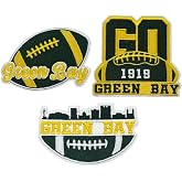 3Pcs Applique Art Crafts for Football Fan DIY Clothing Accessories,Sports Styles Embroidered Patch,DIY Sewing Applique Trim and Embellishments Iron On Patches for Green Bay