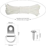 TUPARKA 15m Picture Wire Kit White Nylon Cord 3mm with 15 Hooks & Screws view 3
