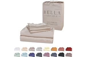 BC BELLA COTERIE Bella Coterie Luxury Bamboo Viscose King Size Sheet Set | 100% Organically Grown | Ultra Soft | Cooling for Hot Sleepers | 18" Deep Pocket [Dune]