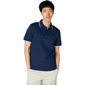 BOSS Mens Square Patch Logo Slim Fit Cotton Polo Shirt