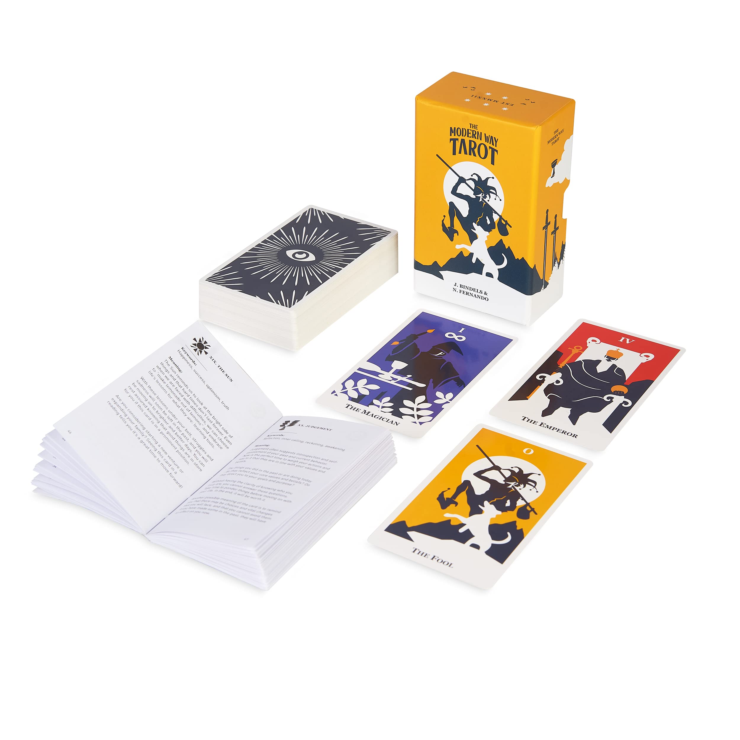 Modern Tarot Card Deck with 194-Page Guidebook and