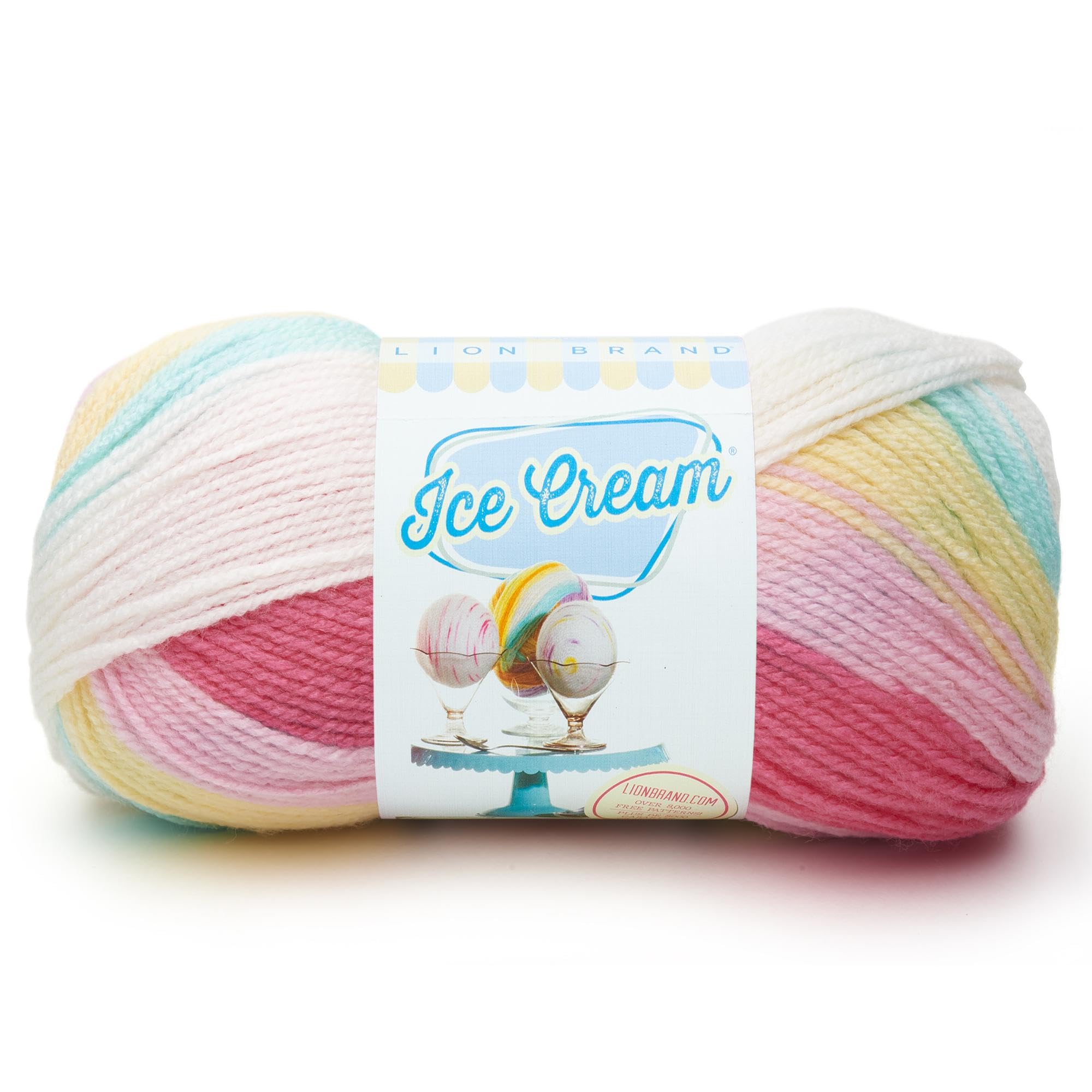 Lion Brand Yarn 100 Percent Acrylic Ice Cream Yarn, Tutti Frutti,10.89 x 10.89 x 22.32 cm — image 1