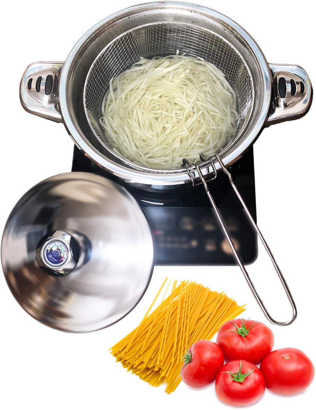 Stainless Steel Tri-Ply Base Pasta Cooker,Multipots With Draining Steamer Basket And Lid (6QT pasta pot)