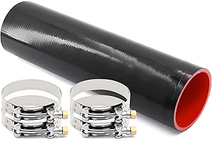 Straight Coupler Silicone Hose ID 3 Inch 4 Ply 12 Inch Length as Turbocharger Tube Air Intake Pipe with 4 Stainless Steel T C