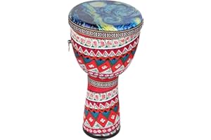 IXLEWKEMMO FF Bonfires 8.5-Inch African Drum - Durable PVC Djembe Drums Adults, Multicolor Uneteenth African Drums Percussion Instrument West African Style Djembes Music Healing Instrument for Beginner