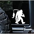 Sunset Graphics & Decals Big Foot Fishing Decal Vinyl Car Sticker Sasquatch Funny | Cars Trucks Vans Walls Laptop | White | 6 inches | SGD000328