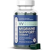 Viti Vitamins Migraine Gummy – Headache and Migraine Relief Supplement with Magnesium Glycinate, CoQ10, Feverfew, B6, Ginger, and Riboflavin – 60 Gummies