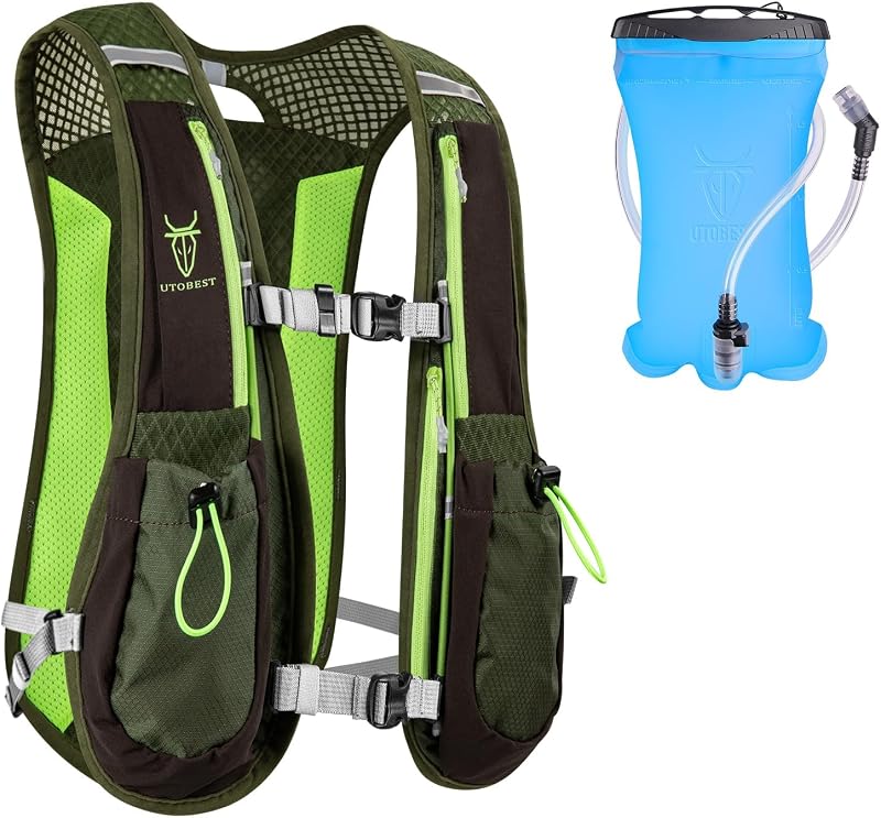 UTOBEST 5L Running Vest Hydration Pack 1.5L Bladder Adjustable Reflective