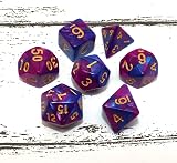 CREEBUY 7Pcs Purple Blue DND Dice Set Polyhedral D20 D12 D10 D8 D6 D4 RPG view 4