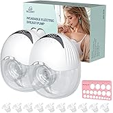 Wearable Breast Pump, Hands Free Breast Pump, 4 Pumping Modes, 12 Levels Hospital Strength Suction, LED Display, Leak-Resistant Design, 2 Breast Flange Sizes Included: 13/15/17/19/21mm