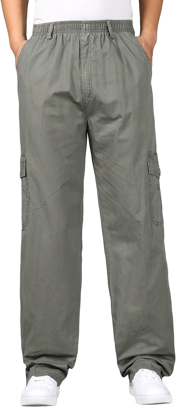elastic waist cargo work pants