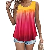 Womens Tank Tops Summer Sleeveless Blouse Crewneck Casual Loose Fit Tunic Shirt