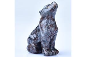 Ytbeoxk 2.1 Inch Flame Stone Wolf Crystal Statue,Gifts Healing Crystal Decor，Wolf Totem Figurines Stone Energy Gemstones, in Bedroom Office Christmas Meditation Gifts for Men Gril Women