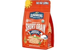 Lundberg Short Grain Brown Rice, Regenerative Organic Certified – Slightly Nutty, Sticky Rice Responsibly Grown in California, 32 Oz