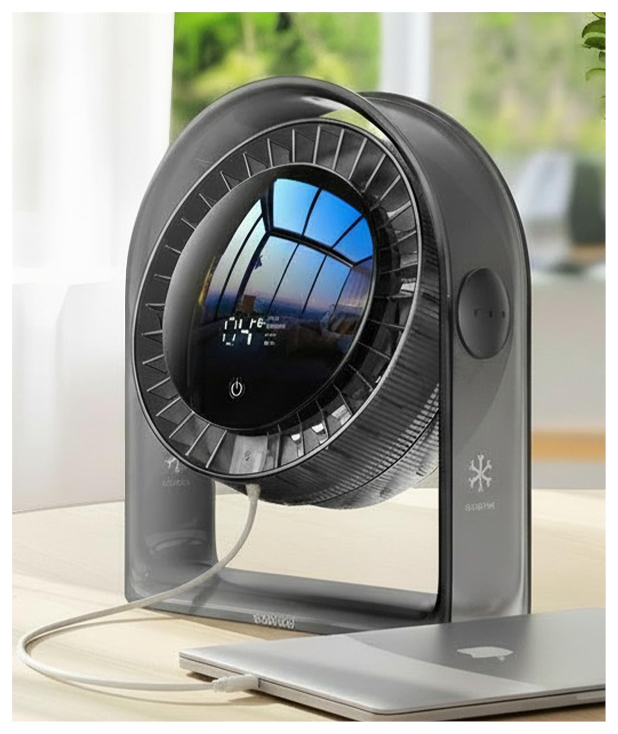 Photo 1 of 2025 New Desk Fan, Quiet Air Circulator Mini Fan for Bedroom, Portable Smart Display USB Fan, 4 Speeds Strong Airflow, 120°Tilt, Small Desktop Table Fans For Office Bedside Room, Translucent Black