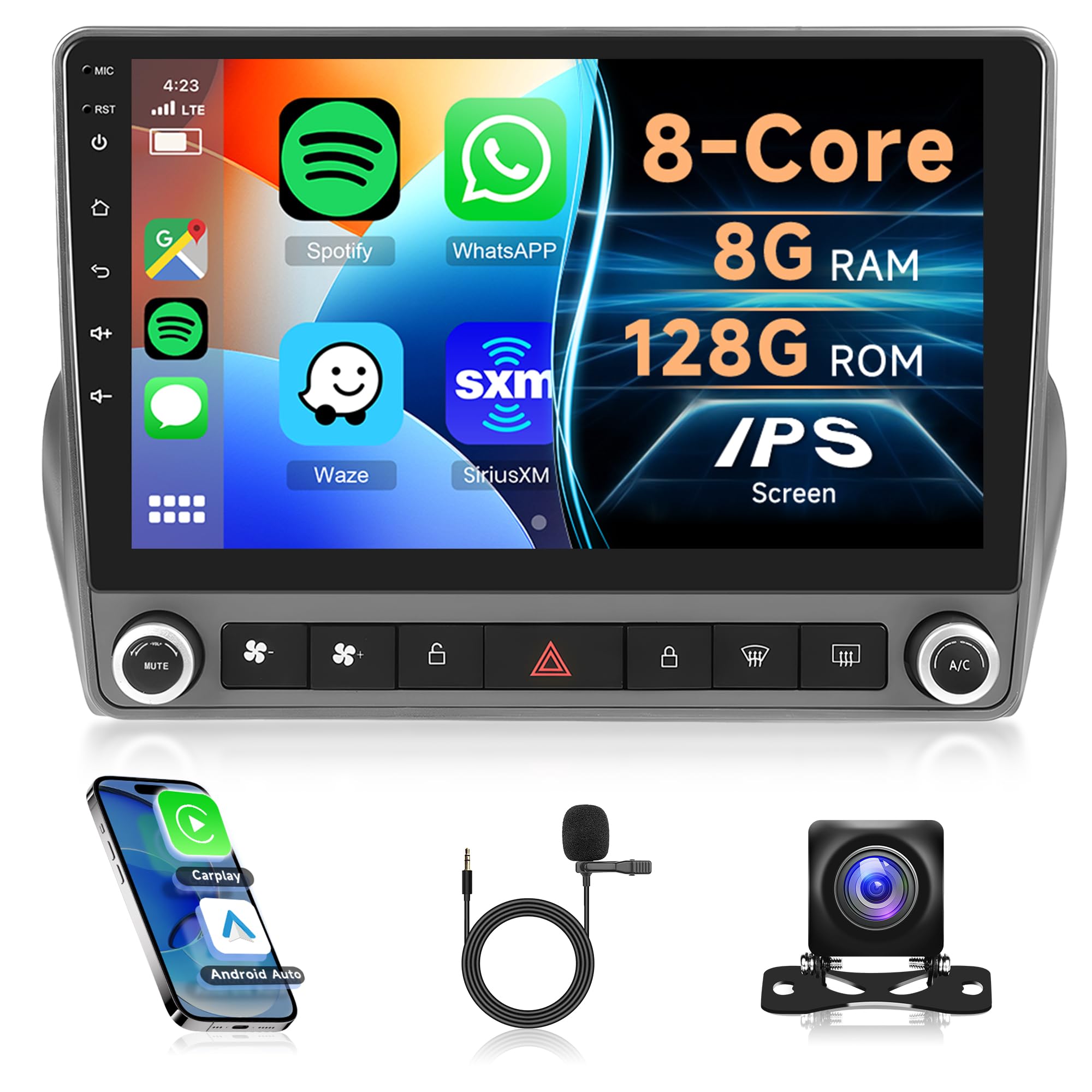 Photo 1 of 8Core 8G+128G Radio for Chevrolet Camaro 2008-2015, Rimoody Android 15 Car Stereo Carplay Android Auto 9 Inch QLED Capacitive Screen GPS 4G-SIM-WiFi BT 5.0 FM/AM/RDS DSP-36 Mirror Link Backup Camera