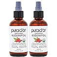 PURA D'OR ORGANIC Rosehip Seed Oil Hair Relaxer (4 Oz x2 = 8 Oz) 100% Pure Cold Pressed USDA Certified All Natural Anti-Aging, Scar Treatment, Gua Sha Massage, Face, Hair & Skin - Women & Men