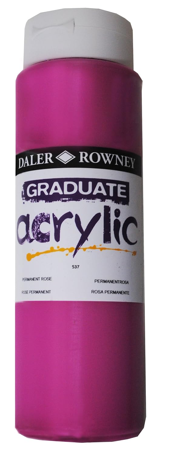 Daler-Rowney Graduate Acrylic Paint, Plastic Bottle, 16.91oz - 500 ml, Permant Rose, 500 ml (Pack of 1)