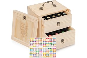 TORIBIO Essential Oil Storage Holder Organizer for 40 Bottles, Wooden Essential Oils Box Holds 5 10 15 20 30 ml for Young Living & Doterra Bottles