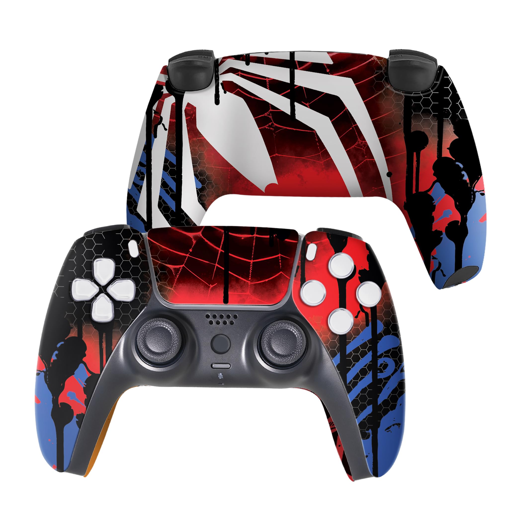 Web Slingeer Custom PS-5 Controller Wireless compatible with Play-Station 5 Console by BCB Controllers | Proudly Customized in USA with Permanent HYDRODIP Printing(NOT JUST A SKIN)(MODDED)