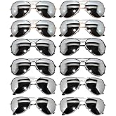 OWL 12 Pack Aviator Sunglasses Mirrored Lens, Womens Mens Wholesale Eyewear with Black, Silver, Gold Frames