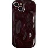 Caseative for iPhone 14 Case, Wine Red | Water Ripple Wave Meteorite Bubble Pattern Chrome Plating Soft