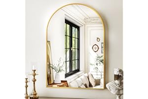 XRAMFY 20"x30" Gold Arched Bathroom Mirror - Wall Mirror for Bathroom, Metal Frame Vanity Mirror, Dresser Mirror, Arch Decorative Mirrors for Living Room, Bedroom, Entryway, Mantle