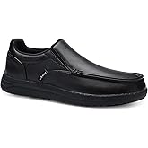 ARISIC Leather Non Slip Work Shoes for Men, Slip Resistant Work Shoes for Men, Lightweight, Water & Oil Resistant, Comfortable Walking Slip on Sneakers for Kitchen, Restaurant, Chef, Food Service