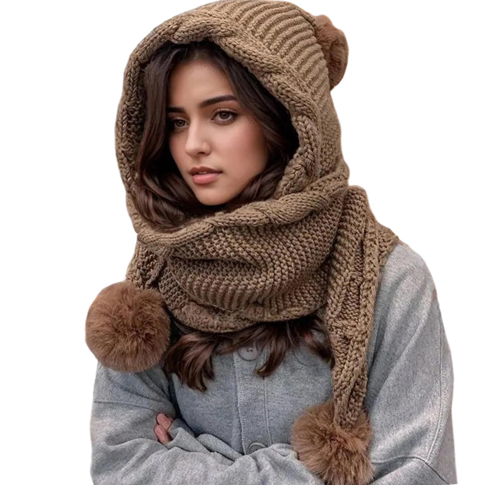 Winter Knitted Headwear Polyester Warm Hat Knitted Scarf Combination for Cycling Skiing Outdoor Sports Ushanka Winter Accessories