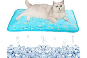SEIS Dog Ice Pad Ice Silk Cats Kennel Mat Pet Cooling Pad Summer Cool Bamboo Mat Breathable Pad (Blue Fruit, S