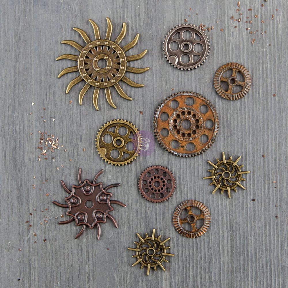 Prima Marketing Mechanicals Metal Embellishments by Finnabai-Steampunk Gears, Other, Multicoloured, 0.63x11.43x20.32 cm