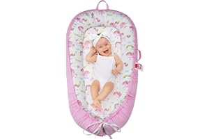 LURUI Baby Lounger for Newborn - Portable Infant Seat with Breathable Cover, Adjustable Cotton Lounger for Floor Play & Travel | Newborn Essentials Gift 0-24M