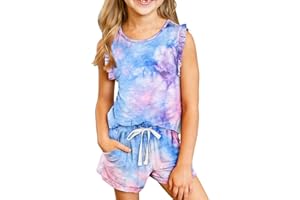 DOKOTOO KIDS Girls Summer Outfits Cute T-Shirt and Shorts Set with Side Pockets