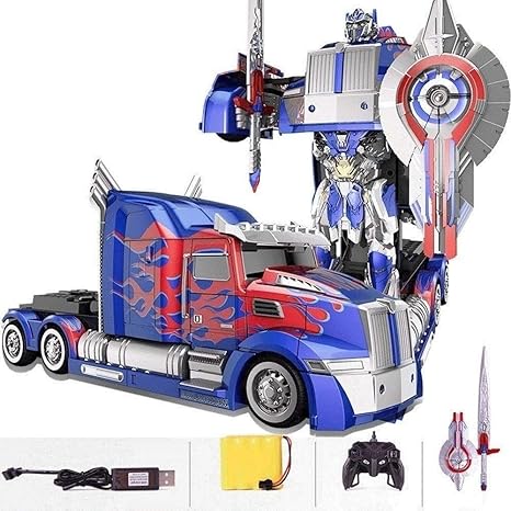 Amazon Co Jp ラジコンカー 男の子用ラジコンカー トランスフォーマーオプティマスプライムグッズ 充電式リモコン車 Absトランススタント 車トラック変形セミ自動ロボットクリスマスパーティーギフト子供男の子ギフト ホビー