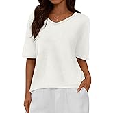 BTFBM Sweaters for Women 2026 Summer Oversized Half Short Sleeve Knitted Pullover V Neck Casual Loose Fit Spring Tops