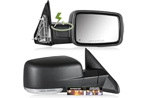 SIZIOM Side Mirrors Power Folding for Dodge Ram 1500 2009-2018, Ram 2500 3500 2010-2018, 2019-2024 1500 Classic Tow Mirrors with Power Adjust Heated Turn Signal Puddle Light-Pair