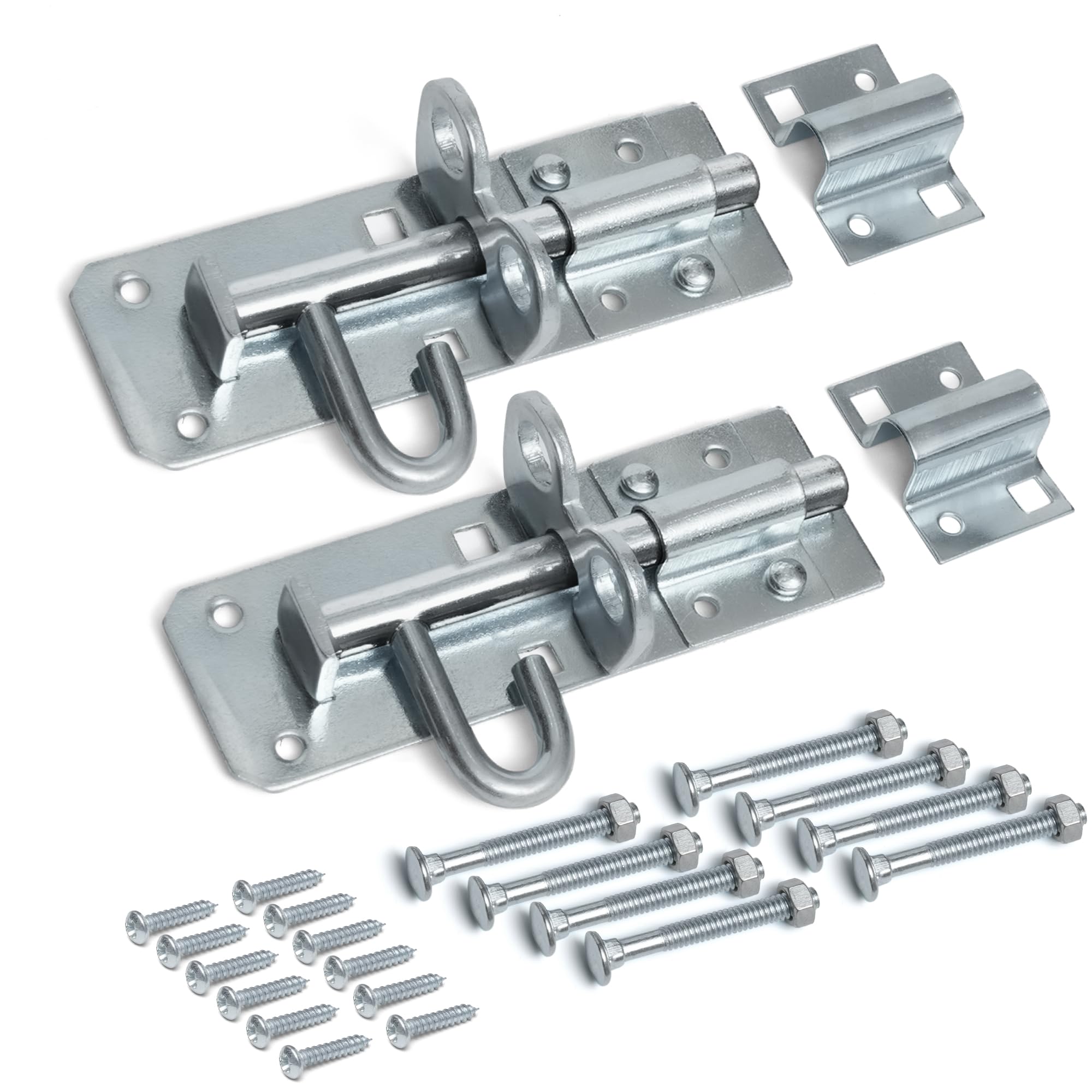 ZAVIA Brenton Bolt Door Lock - 2 Pack 100mm (4”) Sliding Padbolt with Zinc Plated Galvanised Finish - Gate Bolts for Wooden Gates, Garden, Wooden & Garage Shed Door Lock | Strong Anti Rust Gate Lock